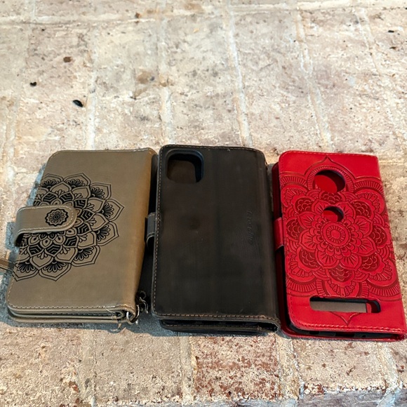 Bundle of 3 Wallet Phone Cases Folio Style Card Holder - Picture 3 of 6